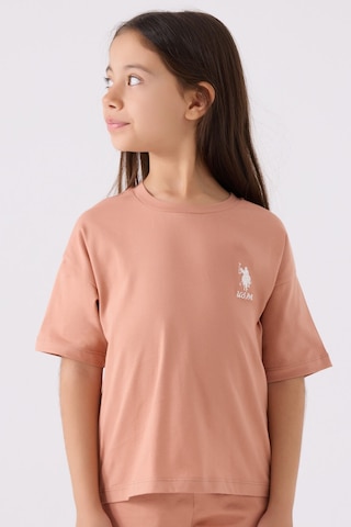 U.S. Polo Assn. Kız Çocuk Kahverengi Bermuda Takım Us1848-c-v34 Kahverengi