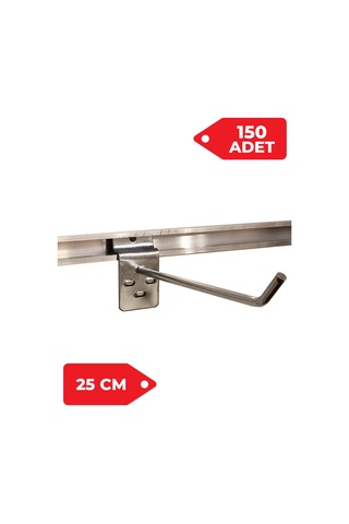 Kanallı Pano Kancası 25 Cm Raf Askısı Raf Kancası Mağaza Düzenleme 150 Adet