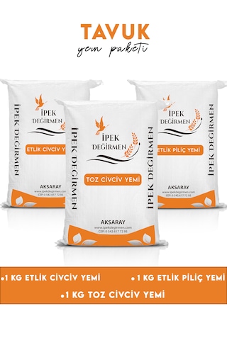İpek Değirmen 3 Kg Tavuk Civciv Yem Paketi Etlik Toz Civciv Yemi