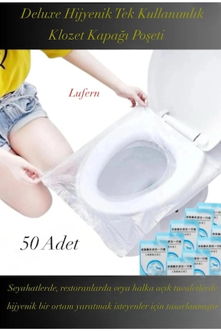 Deluxe Hijyenik Tek Kullanımlık Klozet Kapağı Poşeti Seyahat Restoran Kamusal Alan 50 Adet Çok Renkli