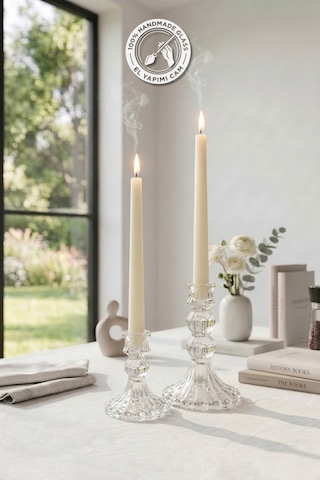 Selen Concept Linea Model Cam Şamdan & Mumluk Küçük Boy Ve Orta Boy Set Şeffaf Selen Concept Linea Model Cam Şamdan & Mumluk Küçük Boy Ve Orta Boy Set Şeffaf