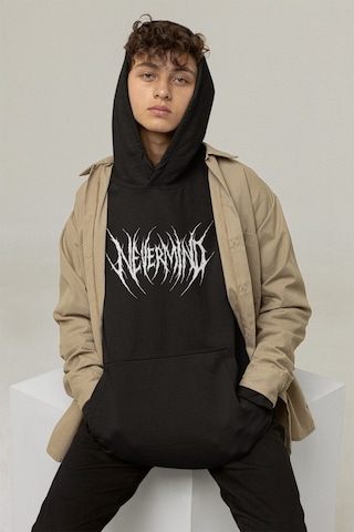 Nevermind Trend Unisex Oversize Hoodie Streetwear Baskılı Sweatshirt Siyah