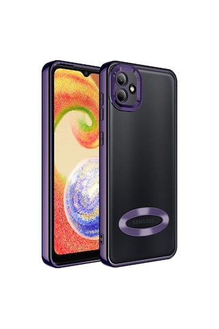Galaxy A04 Kılıf Kamera Korumalı Logo Gösteren Zore Omega Kapak Derin Mor