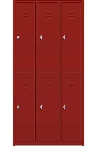 Metal Soyunma Dolabı 6 Kişilik İşçi Soyunma Dolabı 99x32x185 Kırmızı / Kırmızı