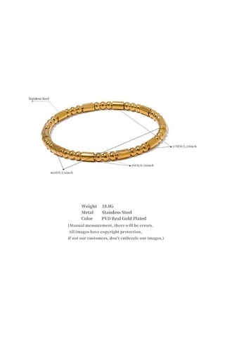 Novahub Gümüş Boncuk Bilezik, Su Geçirmez, 57mm Paslanmaz Çelik, Kadın Bileklik, Yeni Gümüş Model, Yüksek Kalite/ Gümüş