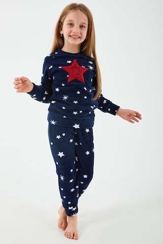 Arnetta 2271 Garson Shine Lacivert Kız Çocuk Uzun Kol Pijama Takı Lacivert