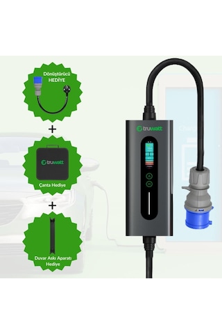 Truwatt Zta320 7kw Taşınabilir Elektrikli Araç Şarj Cihazı 32a/220v 20 Metre