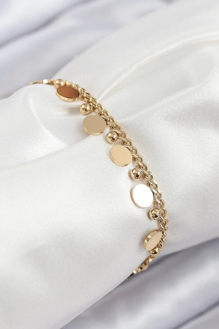 316l Çelik Sıralı Pul Model Gold Renk Kadın Bileklik Çok Renkli