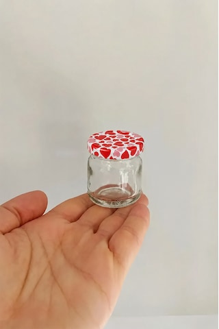 6 Adet 40 Ml Kalpli Metal Kapaklı Şeffaf Numune Mama Ek Gıda Şekerleme Reçellik Küçük Cam Kavanoz