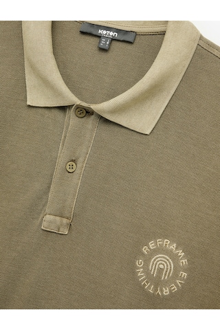 Koton Regular Fit Nakışlı Kısa Kollu Pamuklu Polo Yaka Tişört Yeşil 5sam10156mk