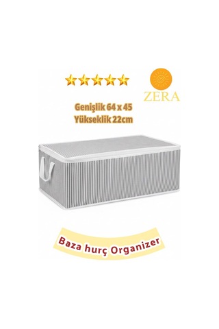 Hurç Çizgili Su İtici Kumaştan Fermuarlı Sandık Baza Hurç 4 Adet 45 X 64 Tekstil Gri Tr Diğer