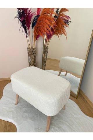 Ahşap Ayaklı Dikdörtgen Puf