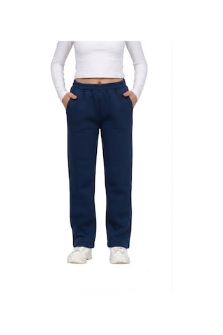 Erdem Kıds Unisex Kız - Erkek Çocuk 3 İplik Şardonlu İçi Pamuklu Okul Eşofman Altı Pantolon Lacivert Lacivert