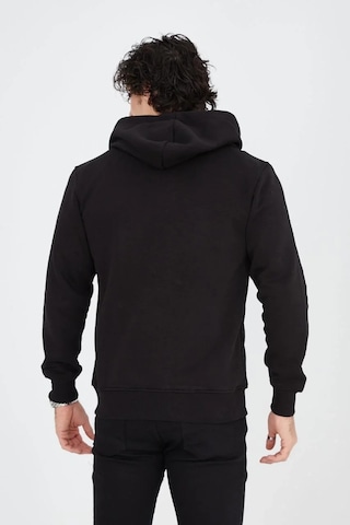 Luz&pos Erkek Tam Fermuarlı Kapşonlu Sweatshirt - Siyah Siyah
