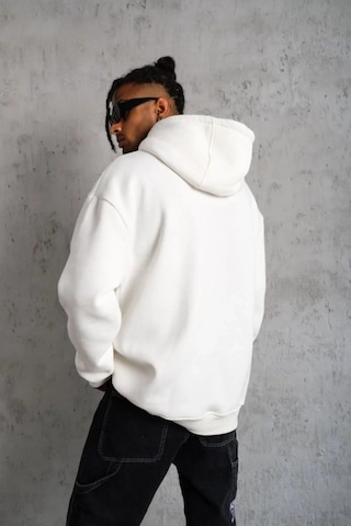 Assema Erkek 3 İplik Kapşonlu Sweatshirt - Beyaz Çok Renkli