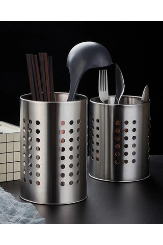 Orret Home Metal Kaşıklık Delikli, Tezgah Üstü Kaşık Kevgir Kepçe Organizeri, Masa Üstü Kalemlik Ve Makyaj Fırçası Organizeri, Çok Yönlü Ve Şık Mutfak Aksesuarı Sku: Smg8690010524492 Abanoz