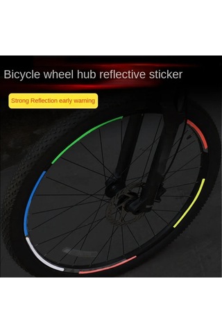 Yellow-8pcs/lot Bisiklet Lastiği Yansıtıcı Etiket Tekerlek Konuşmacı Tüpler Şerit Güvenlik Uyarı Işık Reflektörü Etiket Bisiklet Aksesuarları Çok Renkli