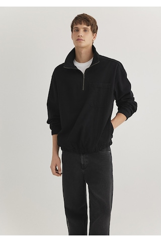 Mavi - Yarı Fermuarlı Antrasit Denim Sweatshirt 0211137-900 Siyah