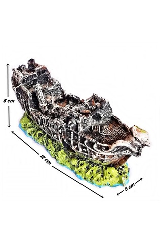 Balıkpet Harabe Batık Gemi Akvaryum Dekoru 12 CM