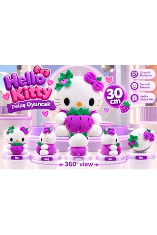 Oyuncak Hello Kitty Peluş Orta Boy Yumuşak Sevimli Hediyelik Oyun Arkadaşı 30 Cm Mor