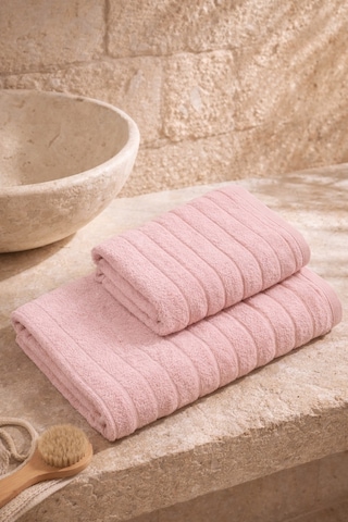 Violeta Model 4'lü Banyo Havlu Seti Pudra-krem
