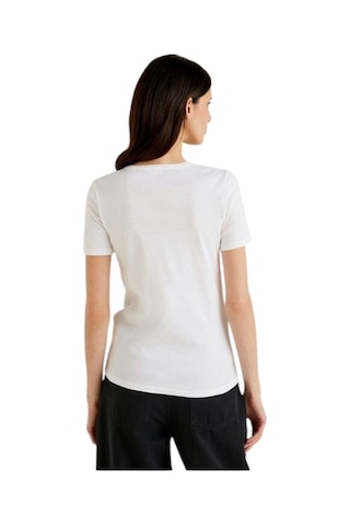 United Colors Of Benetton Kadın Benetton Yazılı Basic T-shirt Beyaz