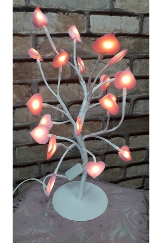 Dekor Düğün Işıkları Işıklı Mini Anı Ağacı Led Işıklı Ağaç Pembe Kalpli Ağaç Sıradışı Tasarım Ağaç Pembe