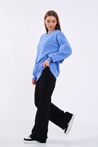Comeor Mavi Kadın Pamuklu Oversize Basic Bisiklet Yaka Sweatshirt 001