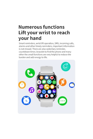 Jeemson 1.9" Renkli Dokunmatik Ekranlı Akıllı Saat (İthalatçı Garantili) + Çelik + Silikon Kordon