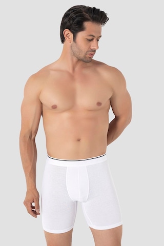 Arma Yıldız 3'lü Paket Erkek Beyaz Uzun Paçalı Boxer Pamuklu Likralı Esnek Kumaş Beyaz