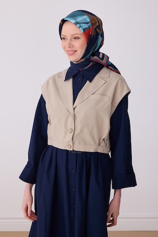 Çiçek Desen İpek Twill Eşarp - 2026 İlkbahar-yaz T 4303 Lacivert