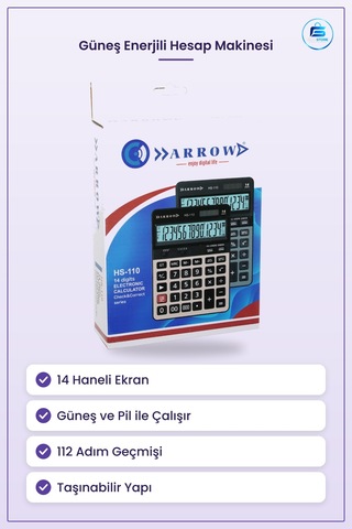 Hesap Makinesi Haneli Güneş Enerjili Pilli Adım Kontrollü Ofis Mu Çok Renkli