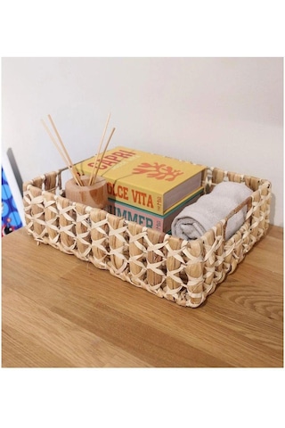 The Mia Hasır Dikdörtgen Sepet 28x20x10cm Spt0059