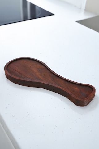 Resto - Ahşap Tezgah Üstü Kirli Kepçe Kaşık Altlığı 28 Cm Kahverengi