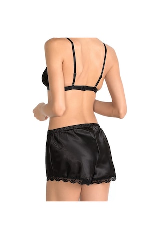 İPEK ÖZMEL Kadın Saten Bralet Takım Siyah  Gecelik Siyah