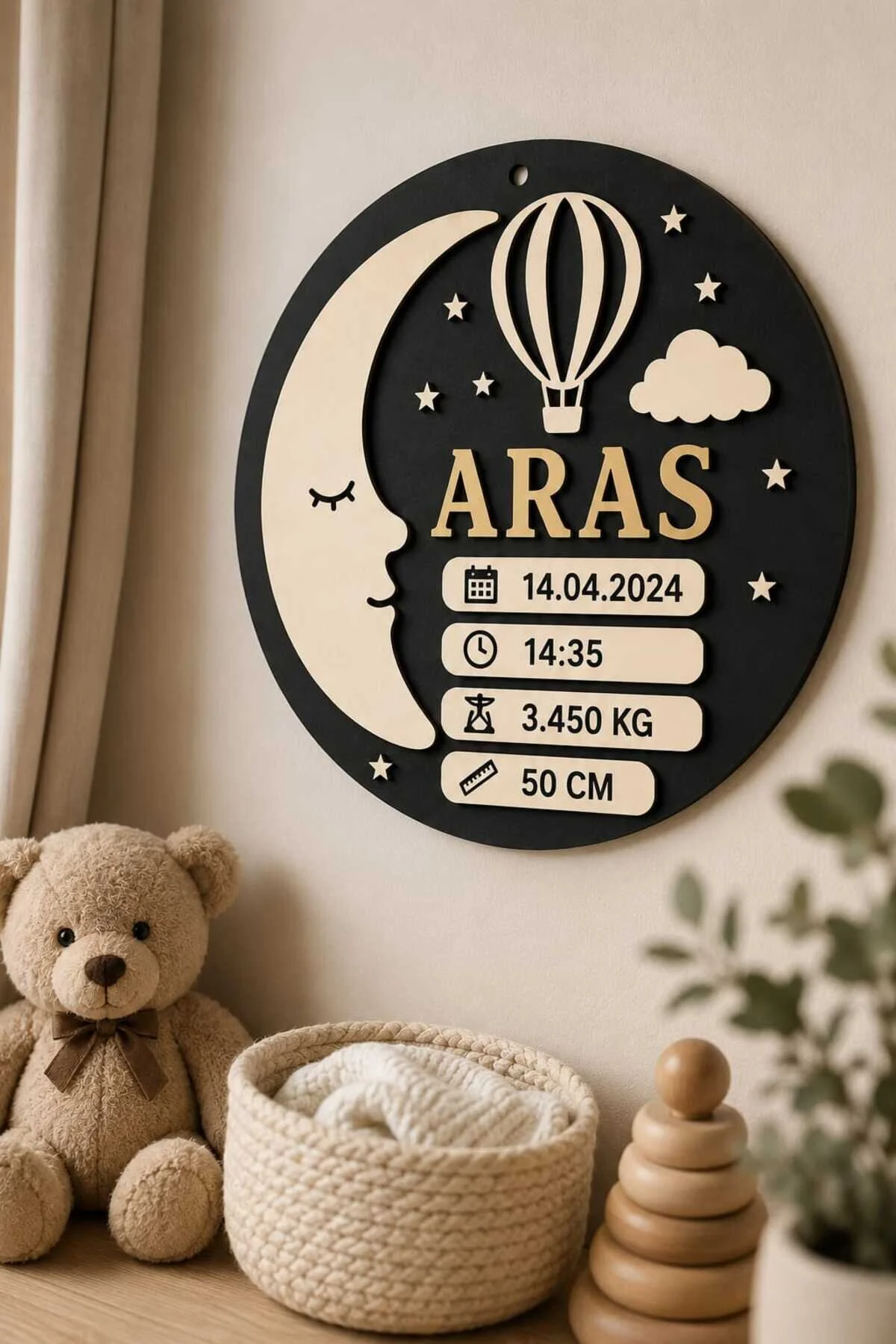 Kişiye Özel Bebek Doğum Panosu Bebek Odası Kapı Süsü Yeni Doğan Bebek Hediyesi