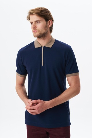 AR-MA Arma Erkek Regular Fit Basic % 100 Pamuk Pike Fermuarlı Polo Yaka Tişört Y29374354302 Lacivert