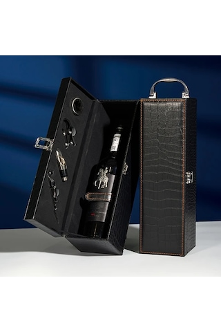 Cordial Siyah 1 Tek Sarap Sisesi Hediye Kutusu Aksesuar Seti Tasinabilir Tasima Kilifi Sise Tutucu Parti Ev Ve Koleksiyon İcin