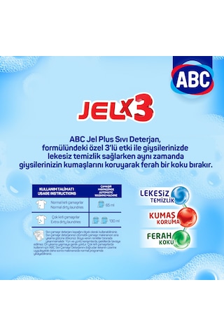 ABC Jel Plus Dağ Ferahlığı Sıvı Çamaşır Deterjanı 33 Yıkama 3 x 2145 ML