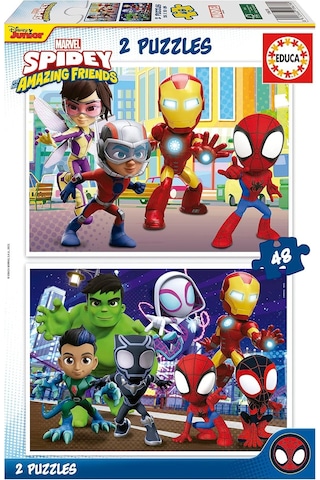 Educa 4-6 Yaş 2x48 Parça Erkek Çocuk Spidey Ve İnanılmaz Arkadaşları Puzzle - Karton Eğitici Puzzle 1 Adet