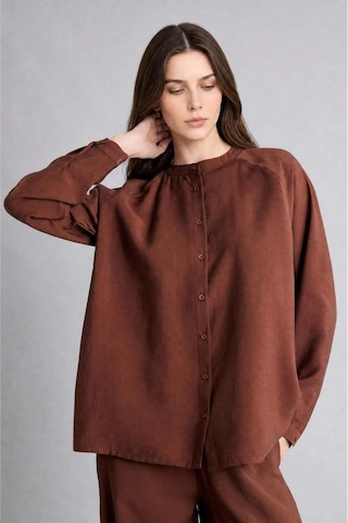 Defacto Relax Fıt Modal Uzun Kollu Kahverengi Tunik H5279ax26smbn317 Kahve-bn317