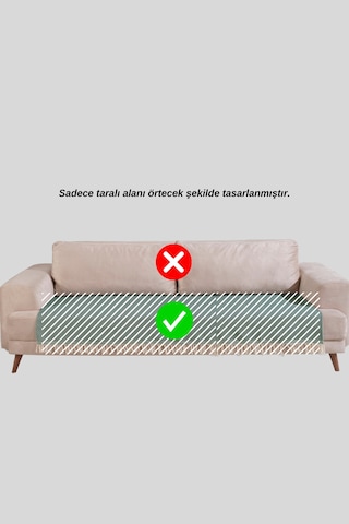 Miracolo Home Ekru Pamuklu 2'li Koltuk Örtüsü 115x200 Önden Saçaklı Çizgili Desenli