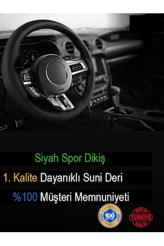 Opel İle Uyumlu Combo İçin Süper Deri Direksiyon Kılıfı, Dikmeli Siyah Spor Dikiş Diğer