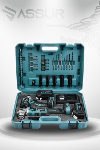 Assur Profesyonel 21V Çift Akülü 450 Nm Somun Sıkma Sökme + 125 Mm Taşlama 2'li Set - 1645