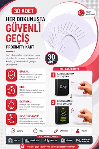 Personel Kartı Proximity 125khz -30 Adet