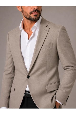 Classics Men Erkek İtalyan Kesim Yarım Astar Blazer Ceket Klasik Ve Modern Şıklık - 7731 Sütlü Kahve
