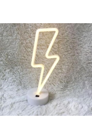 Büro Ev Ofis Hediyesi İçin Pilli Dekoratif Şimşek Neon Led Süs Masa Lambası Diğer
