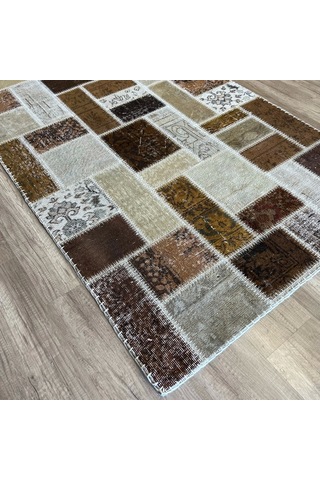 Hoom Rugs Patchwork Kahve Kutulu El Dokuma Kilim Kahve