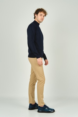 Ateş Triko Erkek Yarım Balıkçı Yaka Yün Kazak 0004 Lacivert Lacivert