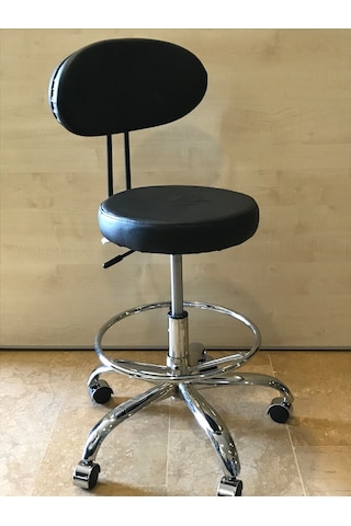 Dekofis Bari Arkalıklı Krom Ayak Ve Çemberli Tabure